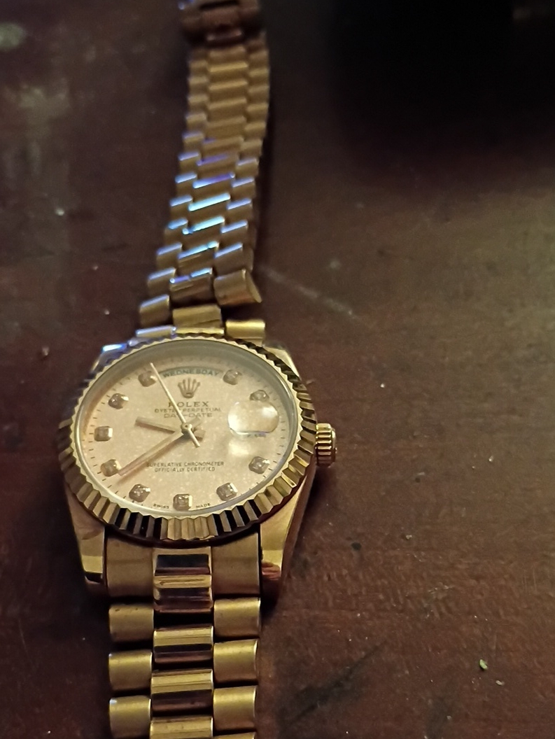 GoldTone Rolex DayDate Style Bracelet Watch